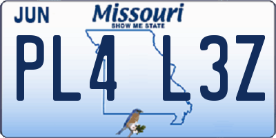 MO license plate PL4L3Z
