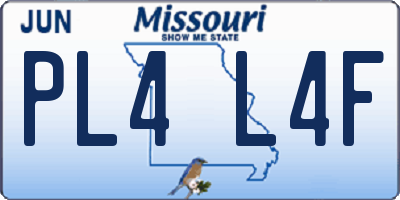 MO license plate PL4L4F