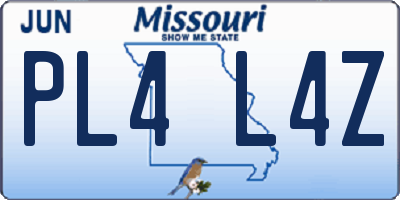 MO license plate PL4L4Z
