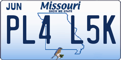 MO license plate PL4L5K