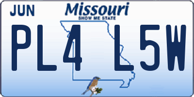 MO license plate PL4L5W