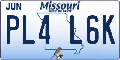 MO license plate PL4L6K