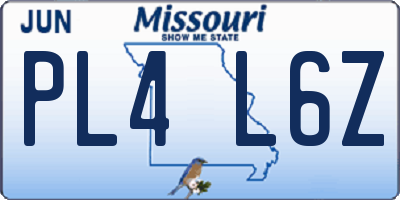 MO license plate PL4L6Z