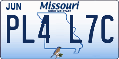 MO license plate PL4L7C