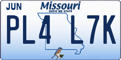 MO license plate PL4L7K