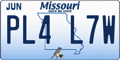 MO license plate PL4L7W