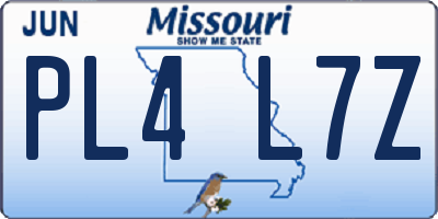MO license plate PL4L7Z