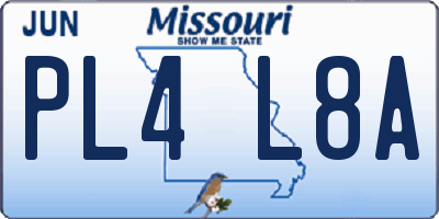 MO license plate PL4L8A
