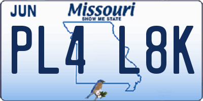 MO license plate PL4L8K
