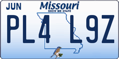 MO license plate PL4L9Z