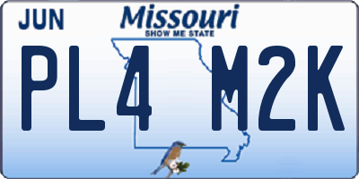 MO license plate PL4M2K