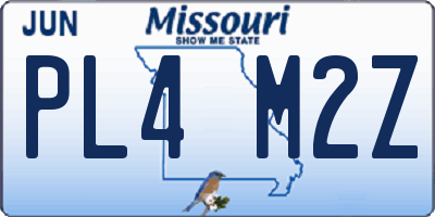 MO license plate PL4M2Z