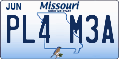 MO license plate PL4M3A