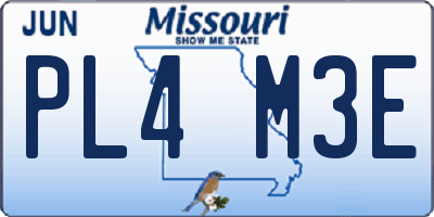 MO license plate PL4M3E