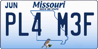 MO license plate PL4M3F