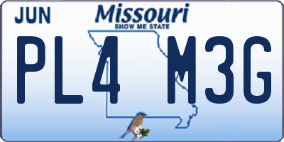 MO license plate PL4M3G