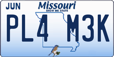 MO license plate PL4M3K