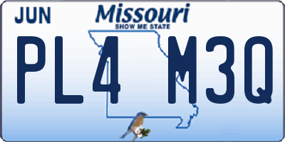 MO license plate PL4M3Q