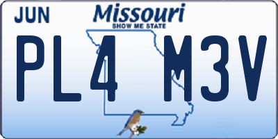 MO license plate PL4M3V