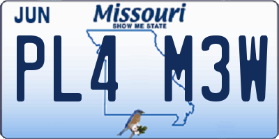 MO license plate PL4M3W