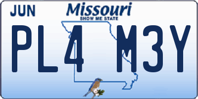 MO license plate PL4M3Y
