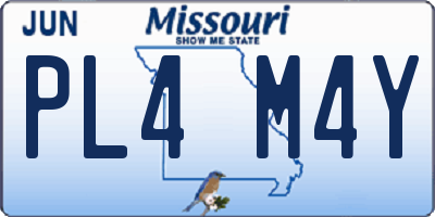 MO license plate PL4M4Y
