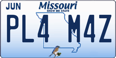 MO license plate PL4M4Z