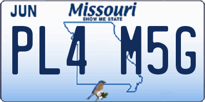 MO license plate PL4M5G