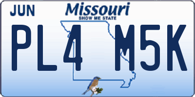 MO license plate PL4M5K