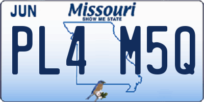 MO license plate PL4M5Q