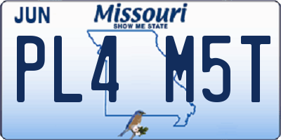 MO license plate PL4M5T