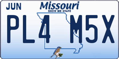 MO license plate PL4M5X