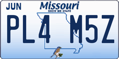 MO license plate PL4M5Z