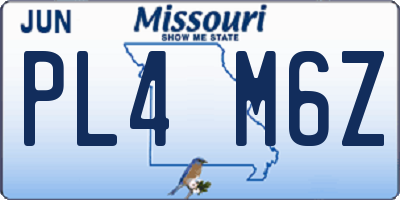 MO license plate PL4M6Z
