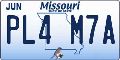 MO license plate PL4M7A