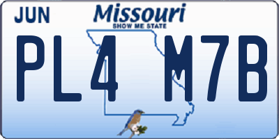 MO license plate PL4M7B