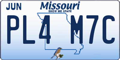 MO license plate PL4M7C