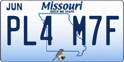 MO license plate PL4M7F