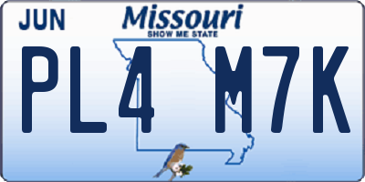 MO license plate PL4M7K