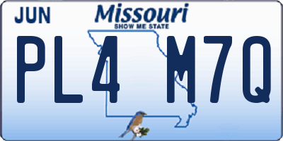 MO license plate PL4M7Q