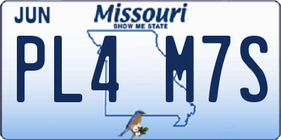 MO license plate PL4M7S