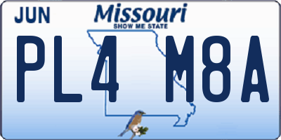 MO license plate PL4M8A
