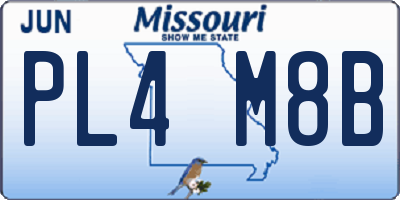 MO license plate PL4M8B