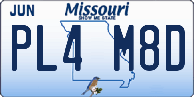 MO license plate PL4M8D