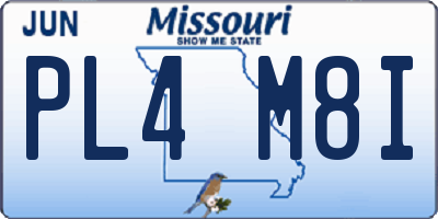 MO license plate PL4M8I