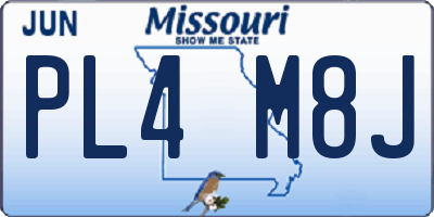 MO license plate PL4M8J