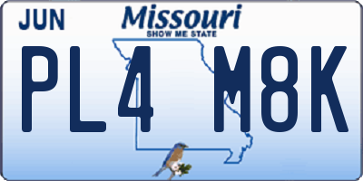 MO license plate PL4M8K