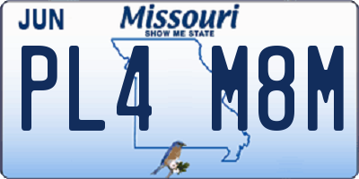 MO license plate PL4M8M