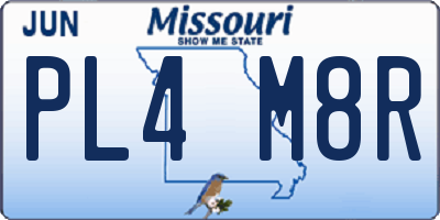 MO license plate PL4M8R