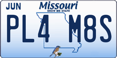 MO license plate PL4M8S